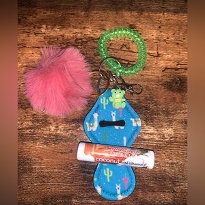 Llama Chapstick Holder Keychain Set
